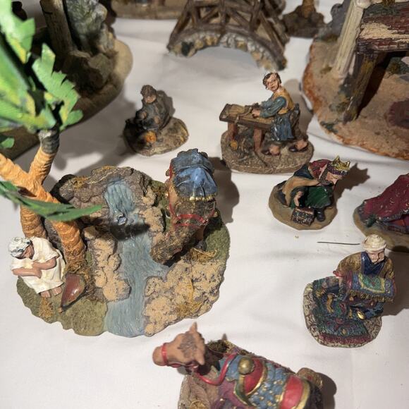 Vintage Christmas Nativity Scene 46 pc CERAMIC OLD WORLD STONE VILLAGE Bethlehem - Picture 4 of 16